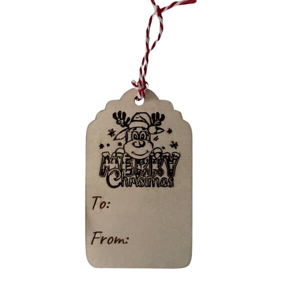 Christmas Gift Tags Ornaments Holiday Gift Tags Wood Gift Tags set of 6 - Picture 4 of 7